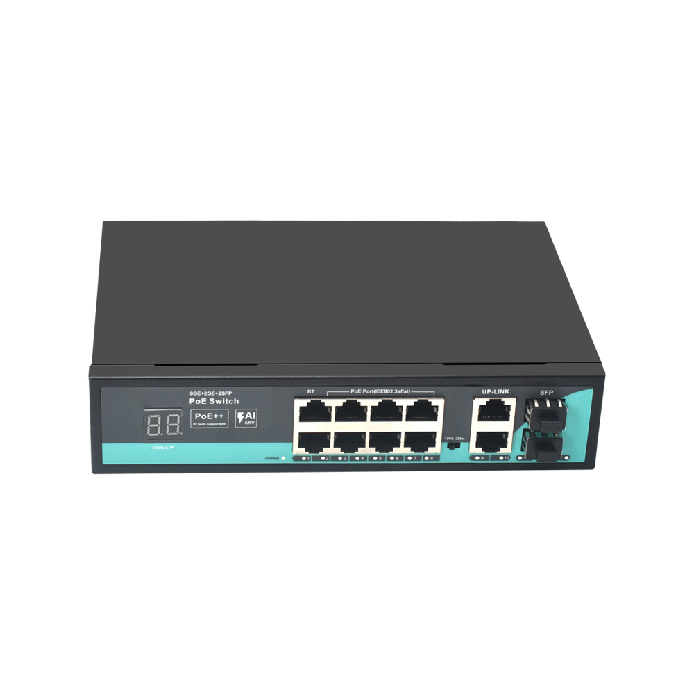 Product Gallery: Unmanaged 8 Port PoE Switch with SFP, Gigabit Ethernet, 2 Uplink Ports, 120W Budget, Metal Case for Surveillance & SME 4
