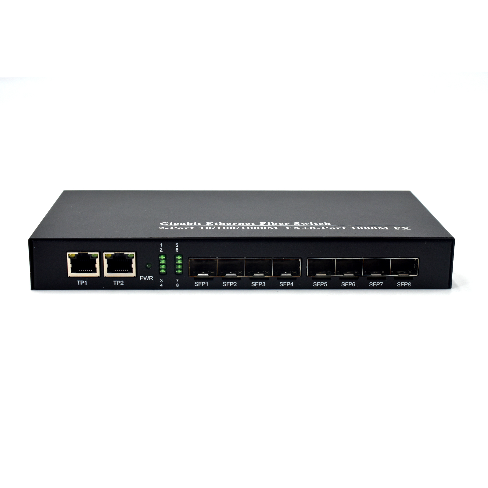 Product Gallery: Unmanaged Media Converter Fiber to Ethernet Switch, 8 SFP Fiber Ports 1.25Gbps, 2 Gigabit RJ45, Plug-and-Play Metal Case for Industrial & Office Networks 8