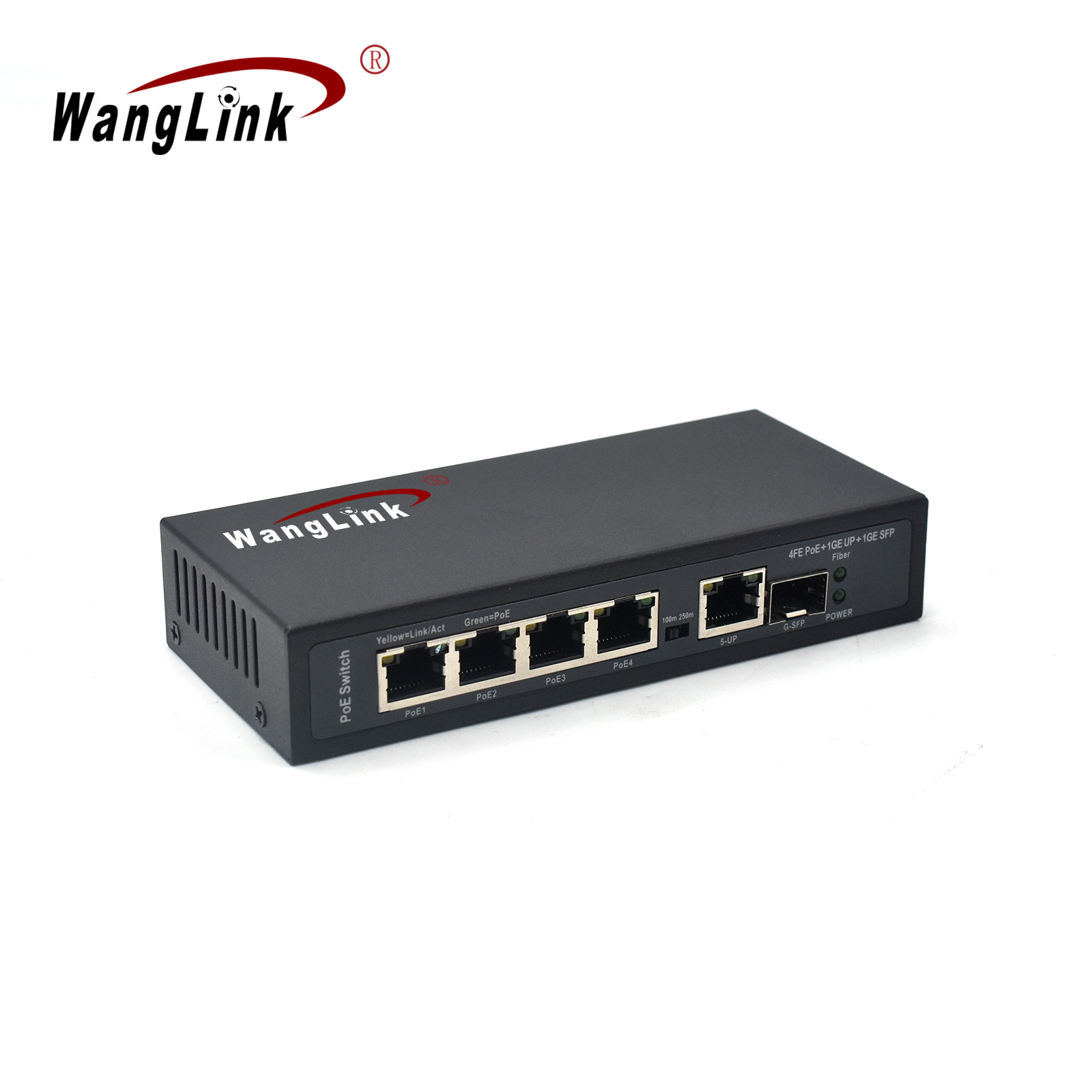 Product Gallery: Unmanaged 4 Port PoE Switch for IP Cameras, Fast Ethernet, 1 Gigabit Uplink & 1 SFP Slot, Metal Case, Wall Mount, 250m Extend Mode 5