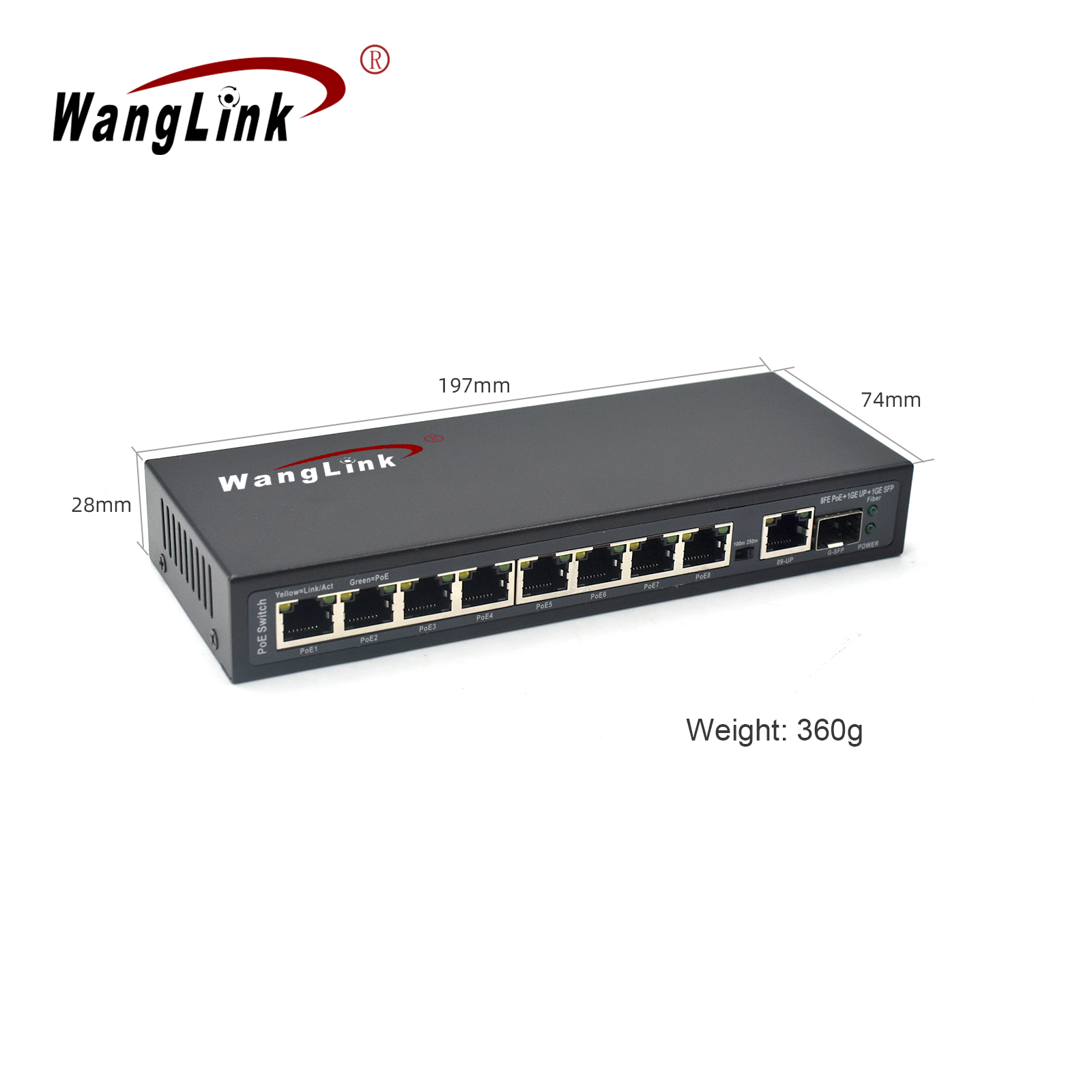 Product Gallery: Unmanaged 8 Port PoE Switch, 1 Gigabit Uplink & 1 SFP Slot, 10/100Mbps, Desktop/Wall Mount for Surveillance 5