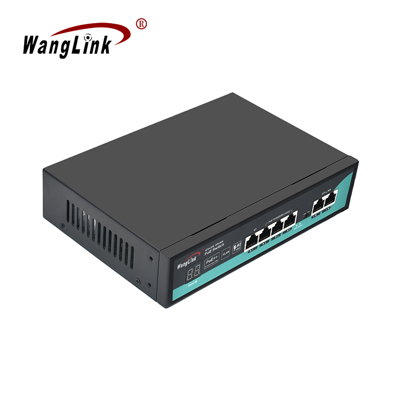 Product Gallery: Unmanaged 6 Port PoE Switch, 4 PoE+ Ports with 1 PoE++ 60W, 2 Uplink Ports, 10/100Mbps Fast Ethernet, Metal Desktop/Wall Mount for Surveillance & SME 5