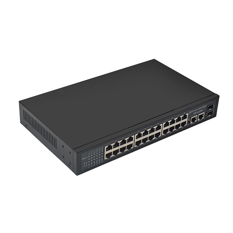 Product Gallery: Unmanaged 24-Port PoE Switch for CCTV, 2 Gigabit RJ45 Uplink + 2 SFP Slots, 250m Long Distance, Desktop/Wall/Rack Mount 5