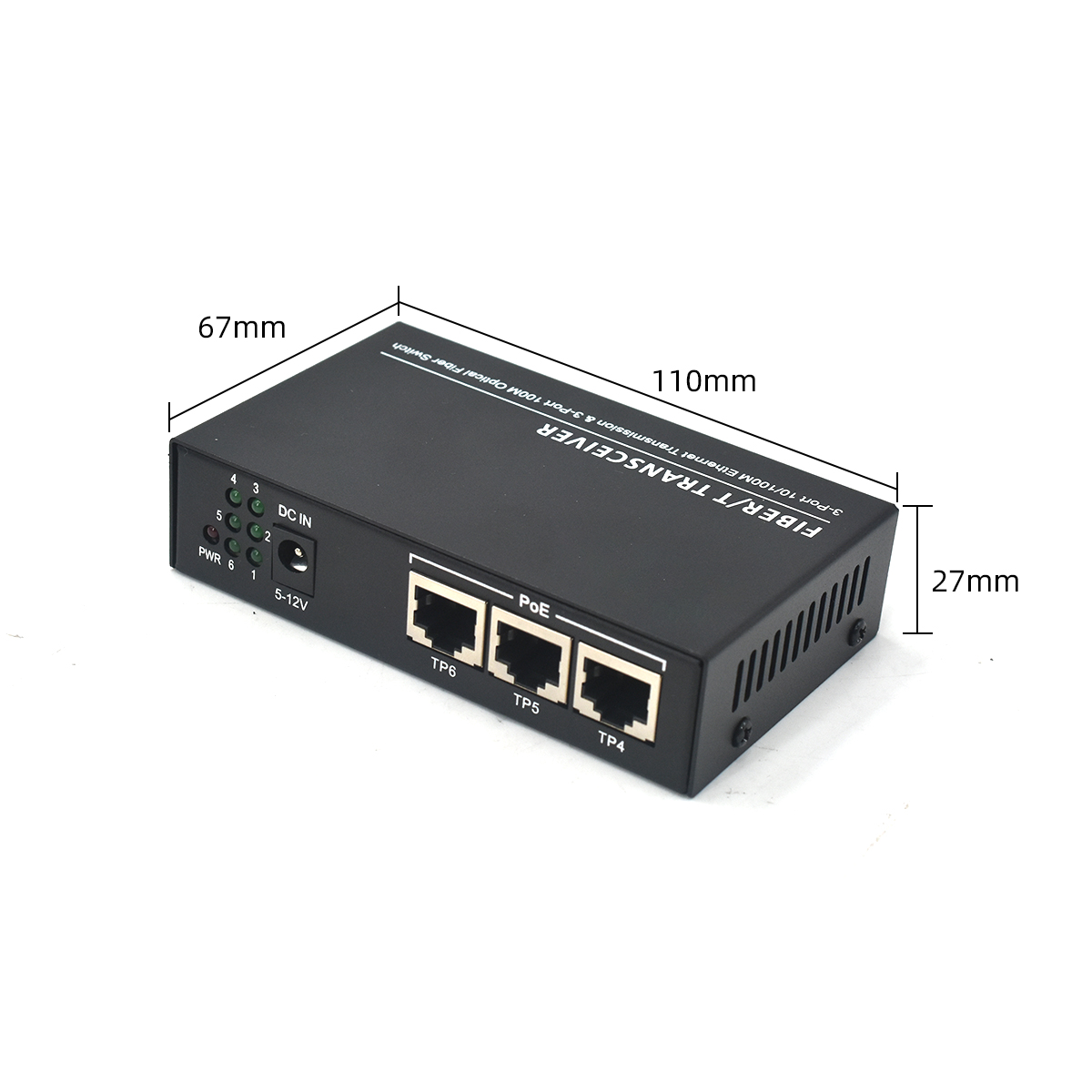 Product Gallery: Unmanaged 3 Port PoE Powered Switch, Fast Ethernet, 3 Fiber Uplink SFP, Reverse PoE, Wall Mount for Industrial & Commercial Use 7