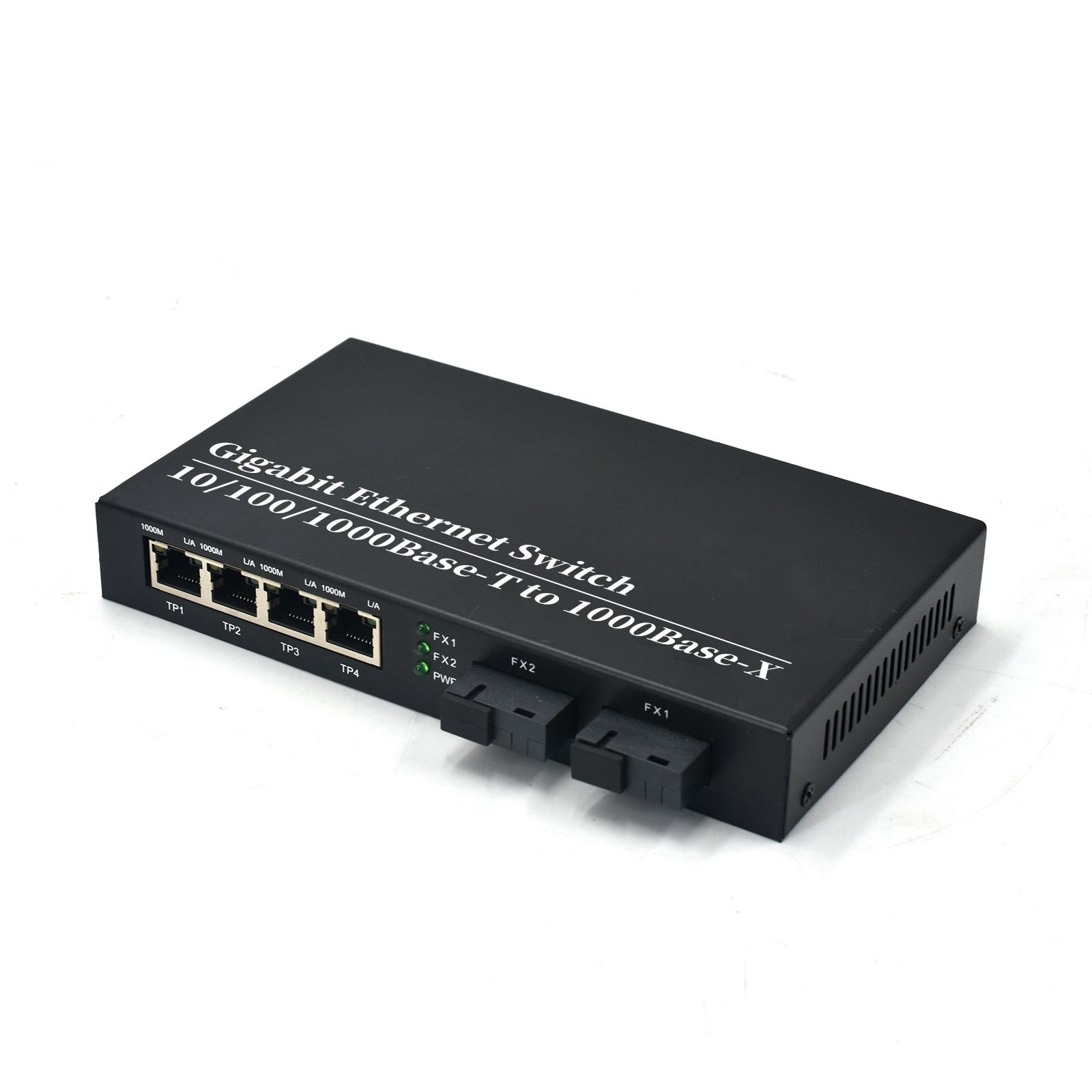 Product Gallery: Unmanaged Media Converter Copper to Fiber, 4 Gigabit RJ45 Ports, 2 SFP Slots, Plug and Play, Metal Housing for Office and Industrial Use 10