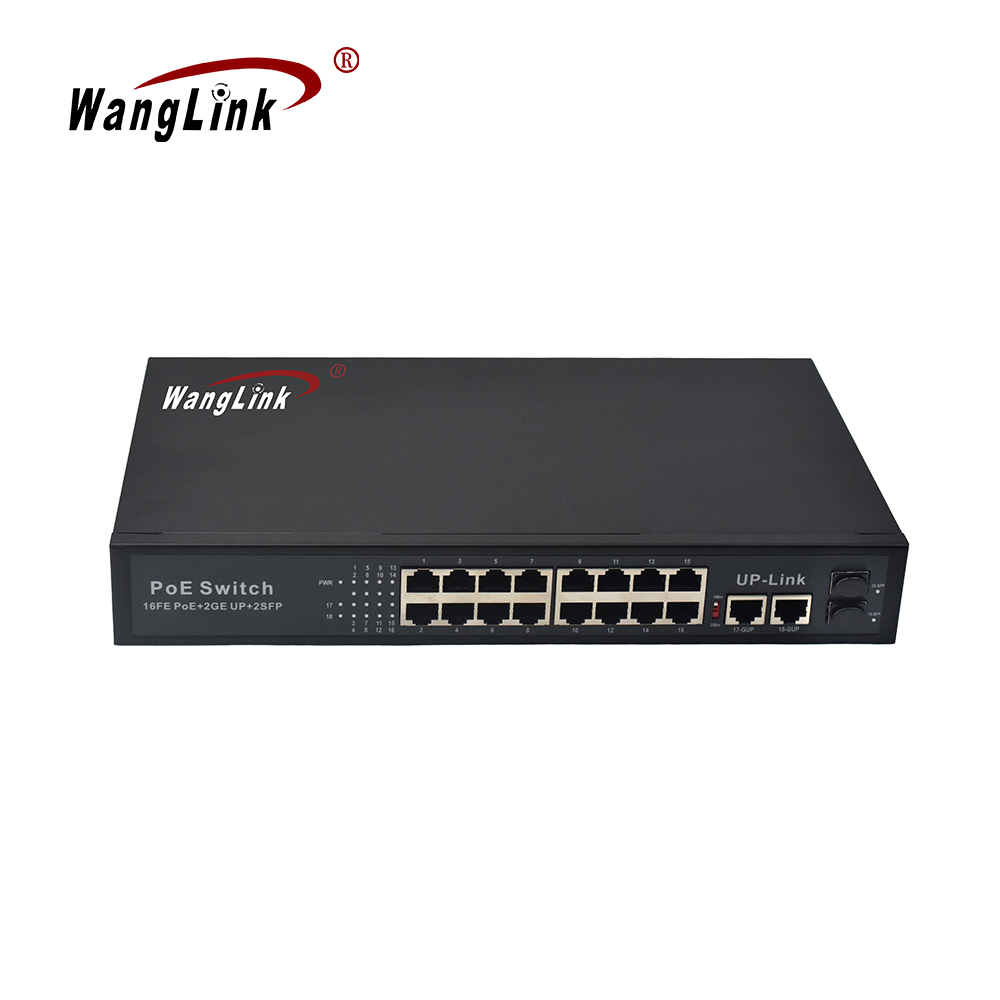 Product Gallery: Unmanaged 16 Channel PoE Switch, 16 PoE+2 Gigabit RJ45+2 SFP, VLAN & 250m Extend, Metal, for Surveillance & SMB 2