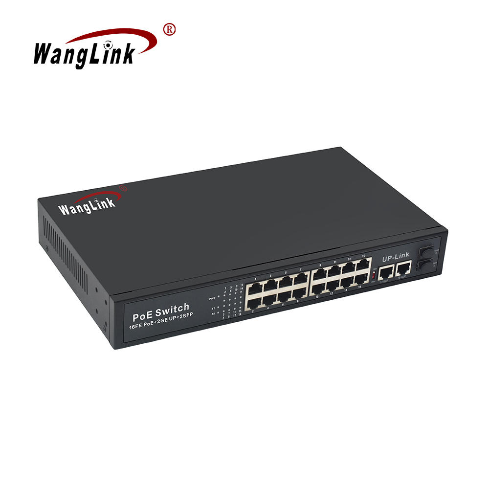 Product Gallery: Unmanaged 16 Channel PoE Switch, 16 PoE+2 Gigabit RJ45+2 SFP, VLAN & 250m Extend, Metal, for Surveillance & SMB 8
