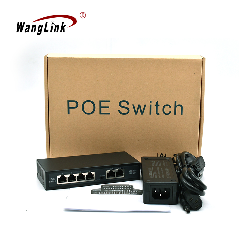 Product Gallery: Unmanaged PoE Network Switch for IP Cameras, 6 Ports Fast Ethernet, 4 PoE Ports, 2 Uplink, 250m Long Distance, VLAN Isolation, Wall Mount 4