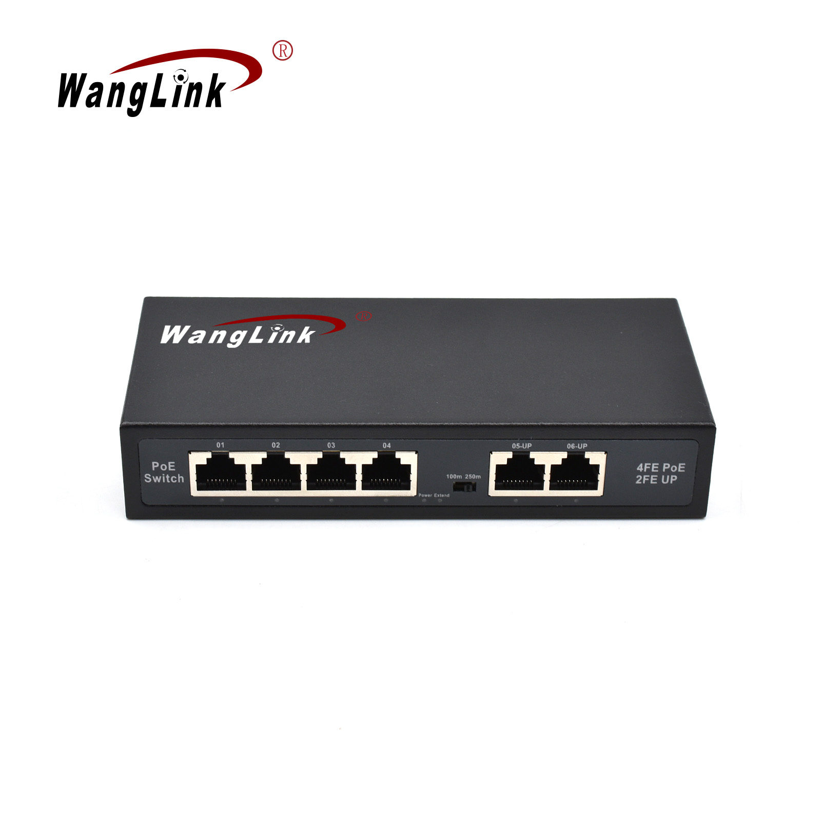 Product Gallery: Unmanaged PoE Network Switch for IP Cameras, 6 Ports Fast Ethernet, 4 PoE Ports, 2 Uplink, 250m Long Distance, VLAN Isolation, Wall Mount 5