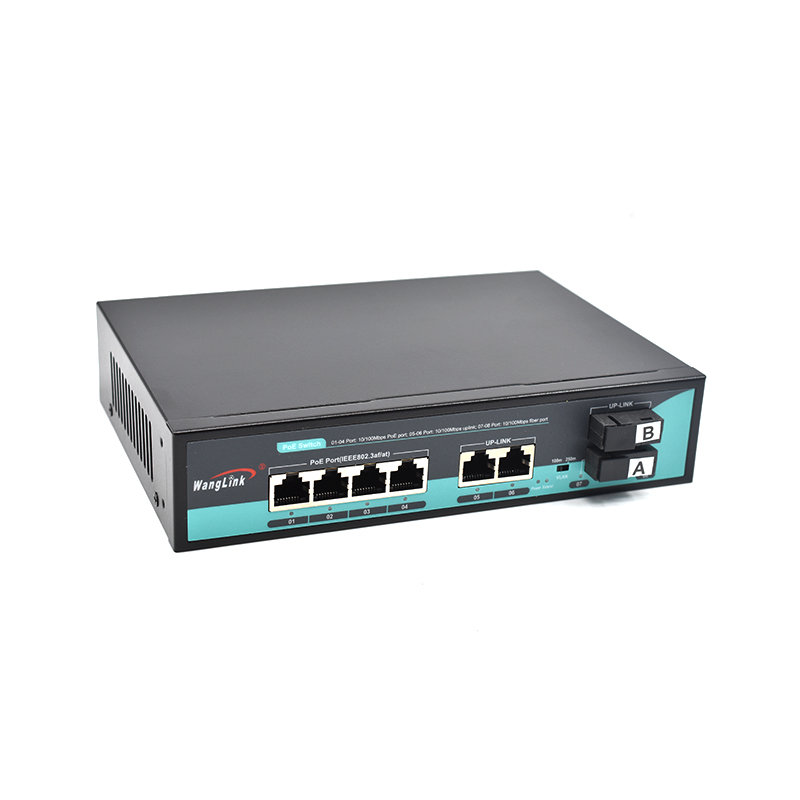 Product Gallery: Unmanaged 4-Port PoE Fast Ethernet Switch with 2 Fiber Ports, 10/100Mbps, 250m Long Distance, VLAN Isolation, Wall Mount for Small Business Surveillance 3