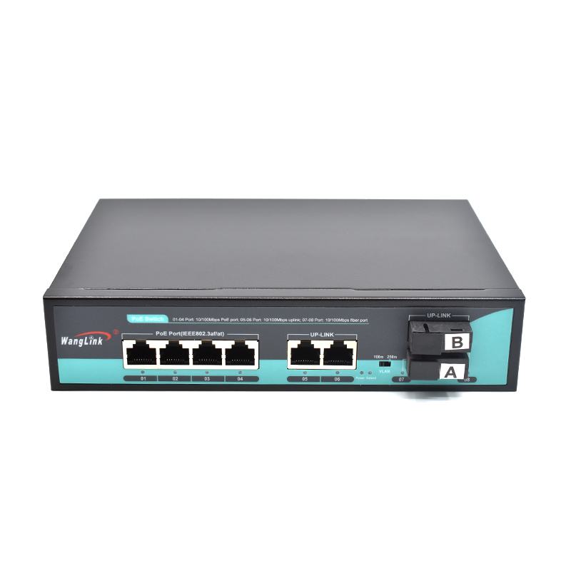 Product Gallery: Unmanaged 4-Port PoE Fast Ethernet Switch with 2 Fiber Ports, 10/100Mbps, 250m Long Distance, VLAN Isolation, Wall Mount for Small Business Surveillance 5