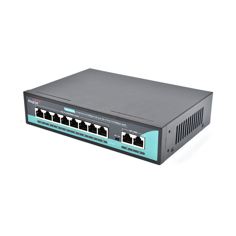 Product gallery: Unmanaged PoE Switch 8 Port, 10/100Mbps Fast Ethernet, 2 RJ45 Uplink, 96W Budget, Desktop/Wall Mount for Surveillance
