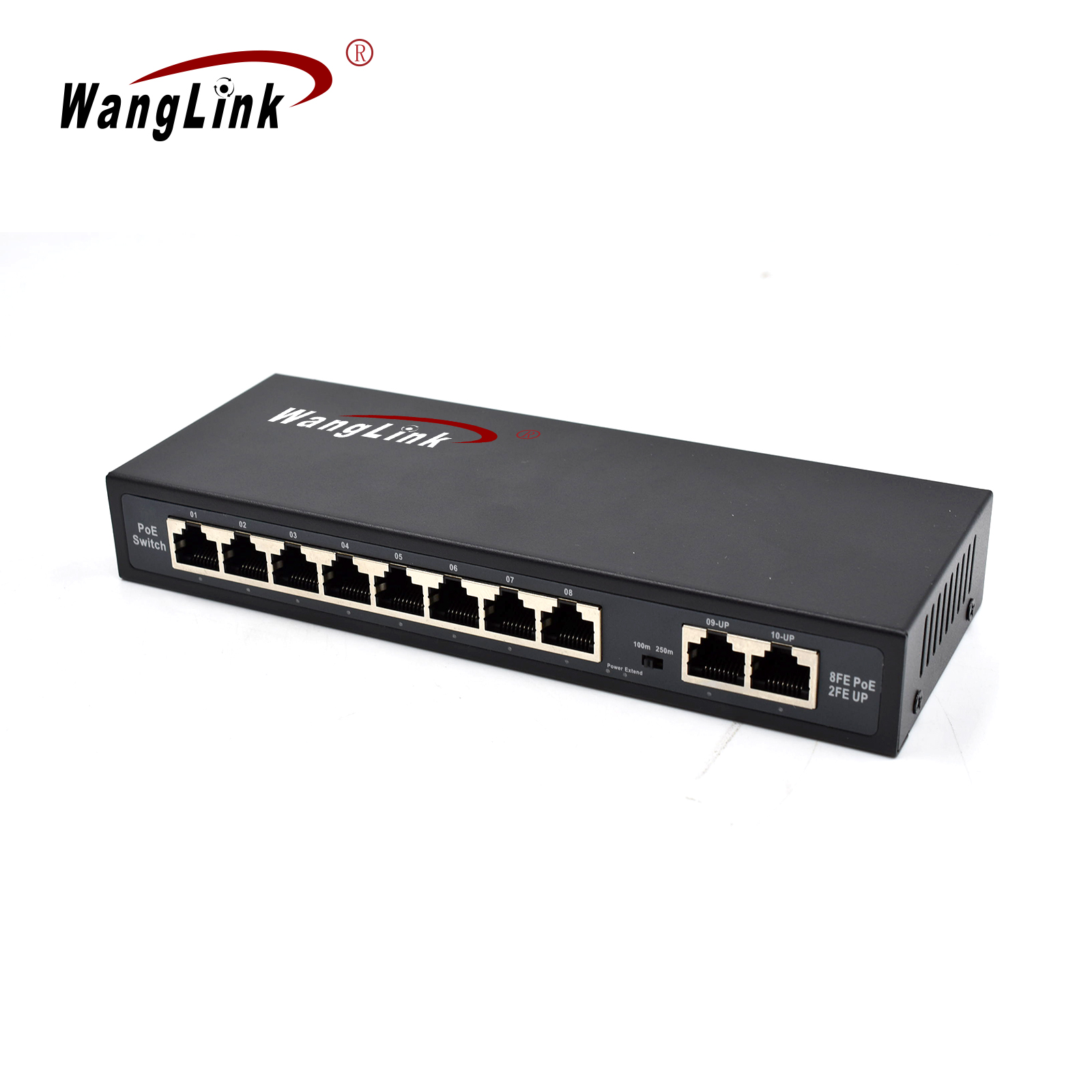 Product Gallery: Unmanaged 48V PoE Switch 8 Ports Fast Ethernet 2 Uplink VLAN Extend Mode 250m Transmission Desktop Metal Case for Surveillance 3