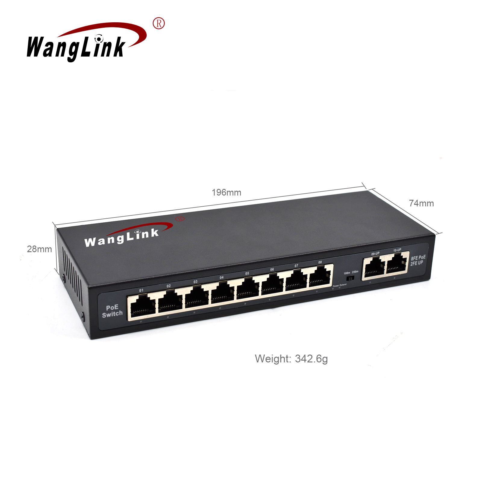 Product Gallery: Unmanaged 48V PoE Switch 8 Ports Fast Ethernet 2 Uplink VLAN Extend Mode 250m Transmission Desktop Metal Case for Surveillance 4