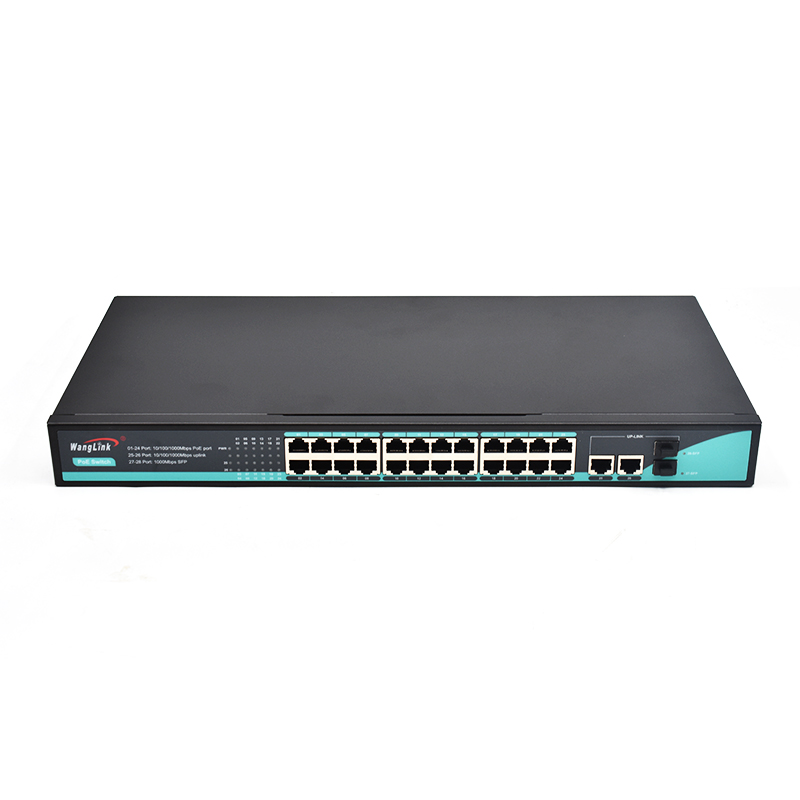 Product Gallery: Unmanaged 24 Port PoE Switch Rack Mount, 2 Gigabit RJ45 Uplink & 2 SFP Slots, 250W PoE Budget, Metal Case for Office Surveillance 2