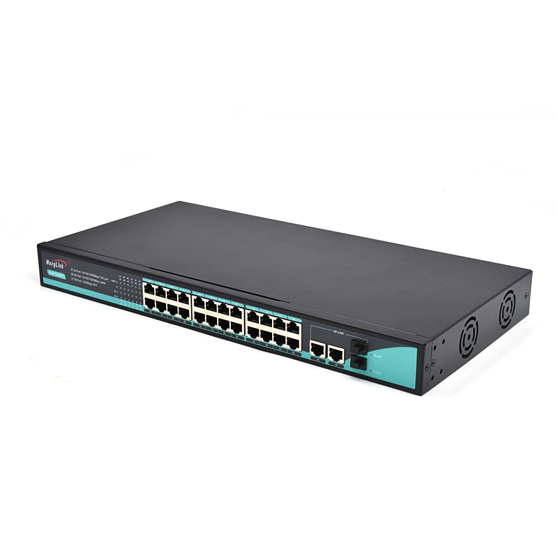 Product Gallery: Unmanaged 24 Port PoE Switch Rack Mount, 2 Gigabit RJ45 Uplink & 2 SFP Slots, 250W PoE Budget, Metal Case for Office Surveillance 3