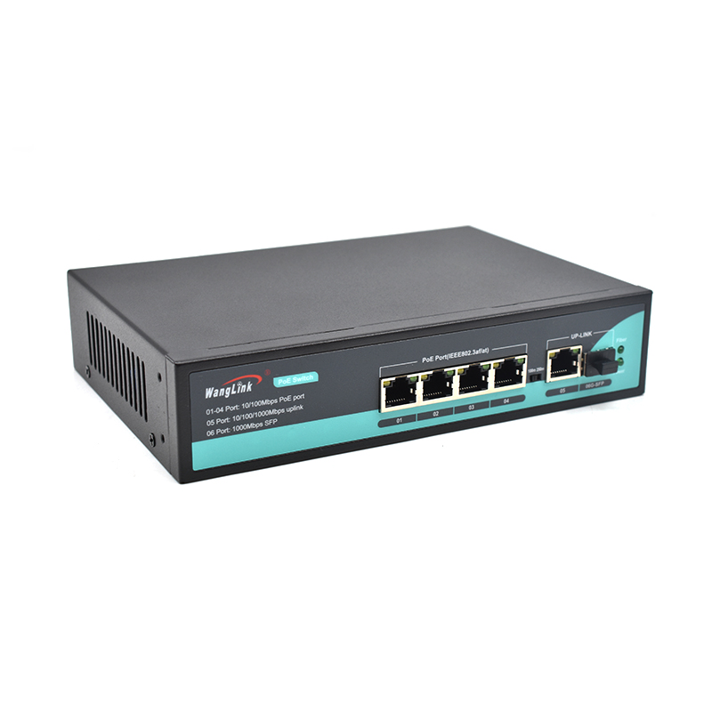 Product Gallery: Unmanaged 4 Port PoE Switch with Fiber Uplink, Fast Ethernet, 1 Gigabit RJ45 Uplink & 1 SFP Slot, 250m Extend Mode, VLAN Isolation, Desktop/Wall Mount for IP Camera Surveillance 2