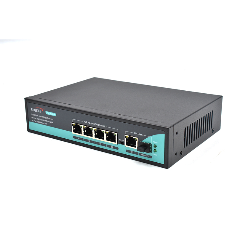 Product Gallery: Unmanaged 4 Port PoE Switch with Fiber Uplink, Fast Ethernet, 1 Gigabit RJ45 Uplink & 1 SFP Slot, 250m Extend Mode, VLAN Isolation, Desktop/Wall Mount for IP Camera Surveillance 3