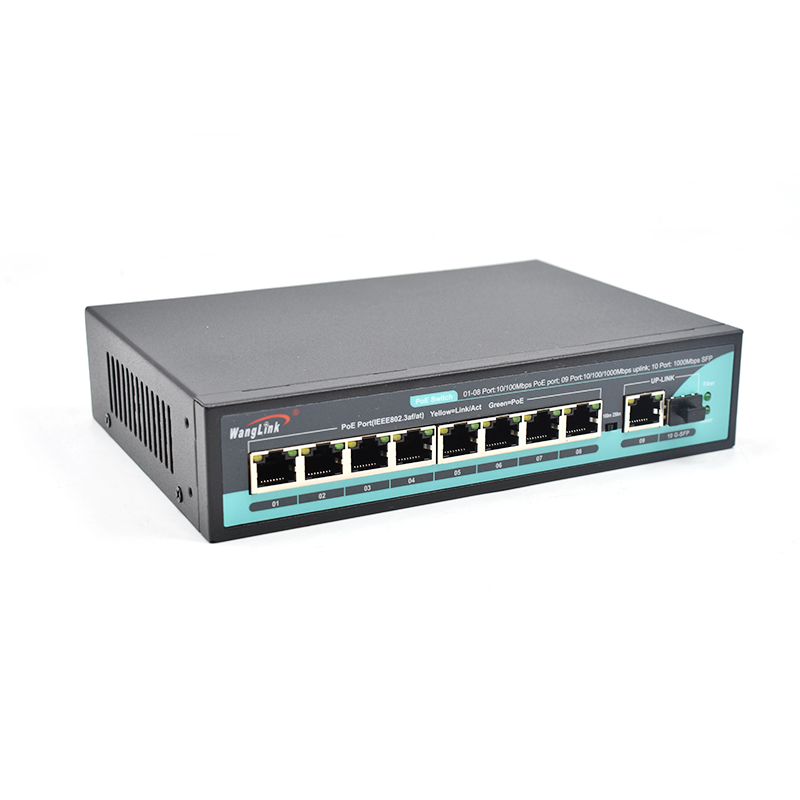 Product Gallery: Unmanaged 8 Port PoE Ethernet Switch, 10/100Mbps Fast Ethernet, 1 Gigabit Uplink & 1 SFP Slot, Desktop/Wall Mount for Small Business & IP Surveillance 3