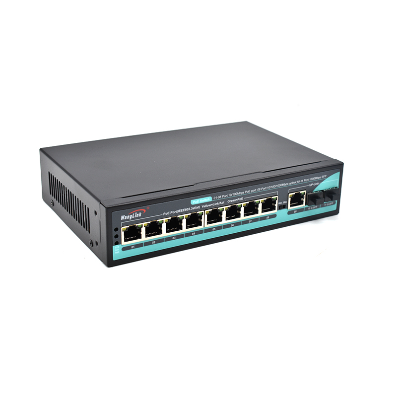 Product Gallery: 8 Port PoE Smart Switch, 8×10/100Base-TX PoE, 1×10/100/1000Base-T Uplink, 2x1000Base-X SFP, 250m Extend & VLAN Isolation, Desktop/Wall Mount for IP Camera Surveillance 4