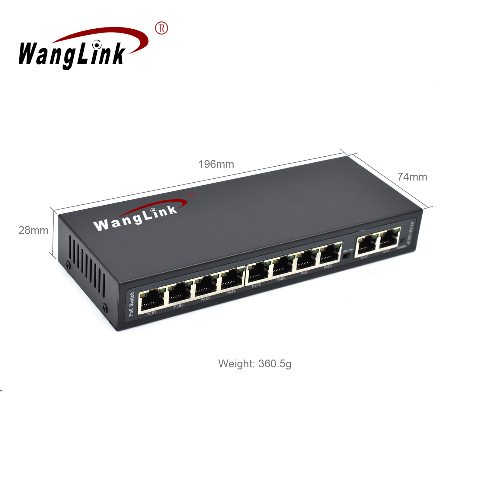 Product Gallery: Unmanaged DC Input 8 Port PoE Switch, Fast Ethernet, 2 Gigabit Uplink, VLAN & 250m Long Distance, Metal Case for Surveillance 7