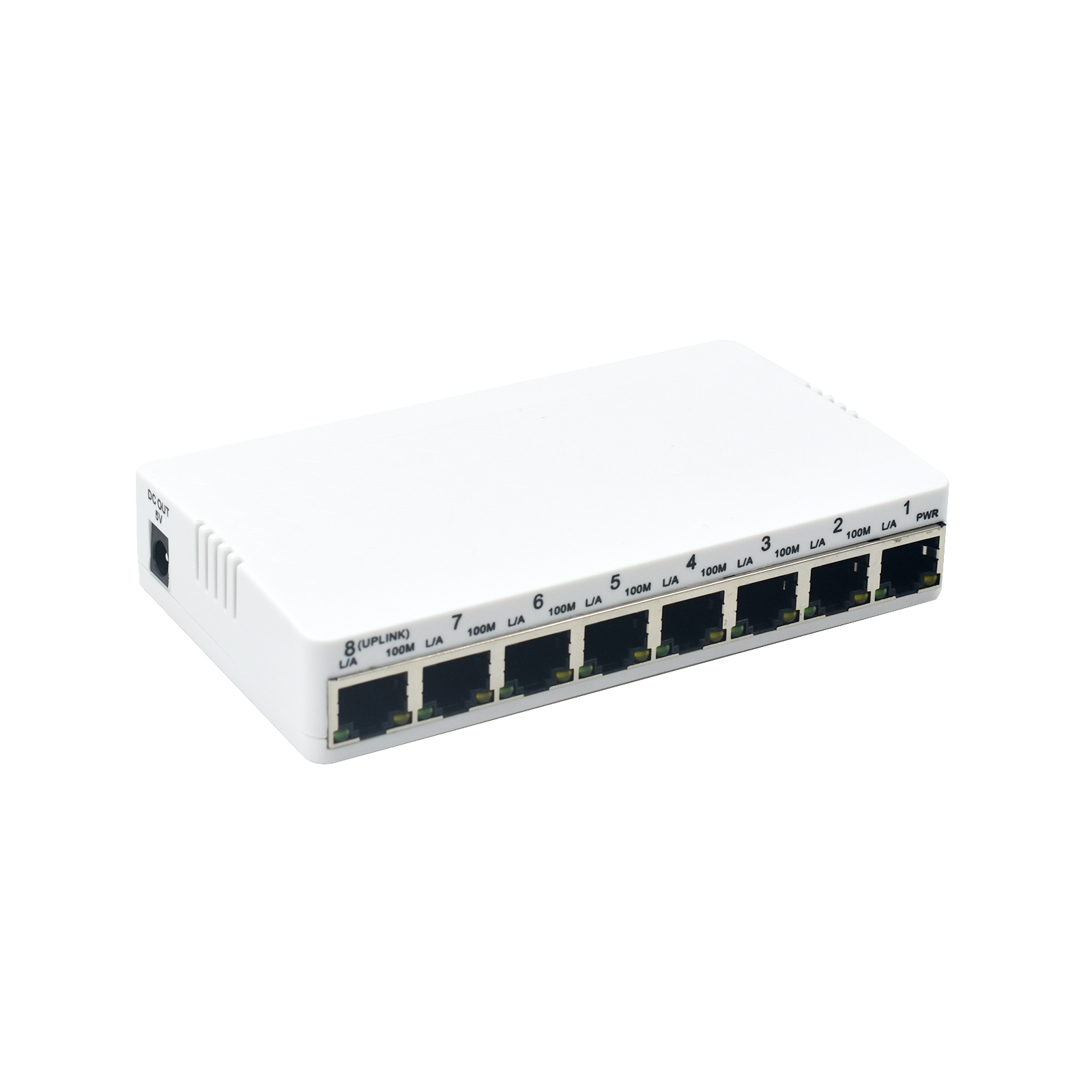 Product Gallery: Unmanaged 8-Port Reverse PoE Switch, 7 PoE Input + 1 PoE Output, Fast Ethernet 10/100Mbps, Desktop/Wall-Mount for Remote Power Supply 12