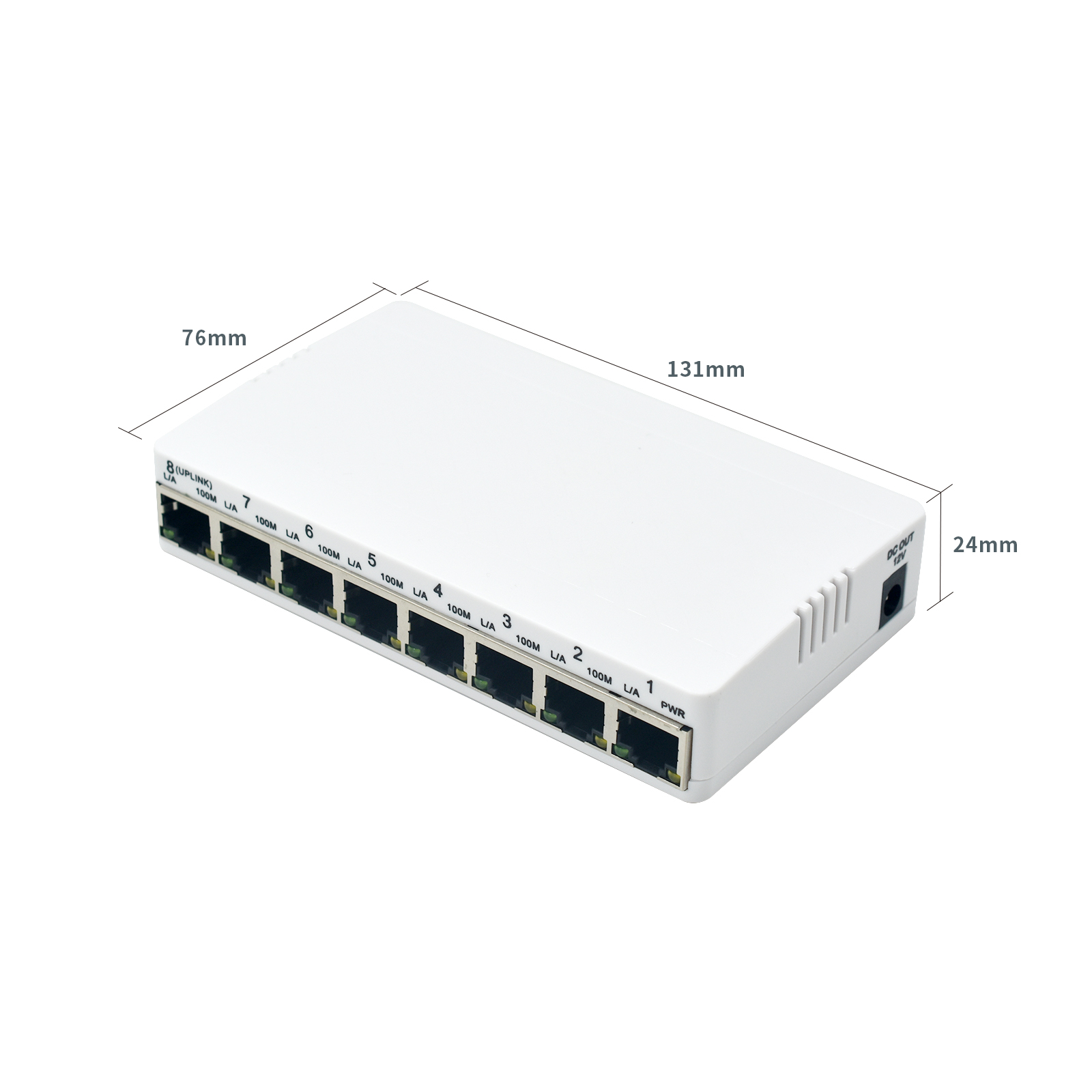 Product Gallery: Unmanaged 8-Port Reverse PoE Switch, 7 PoE Input + 1 PoE Output, Fast Ethernet 10/100Mbps, Desktop/Wall-Mount for Remote Power Supply 14