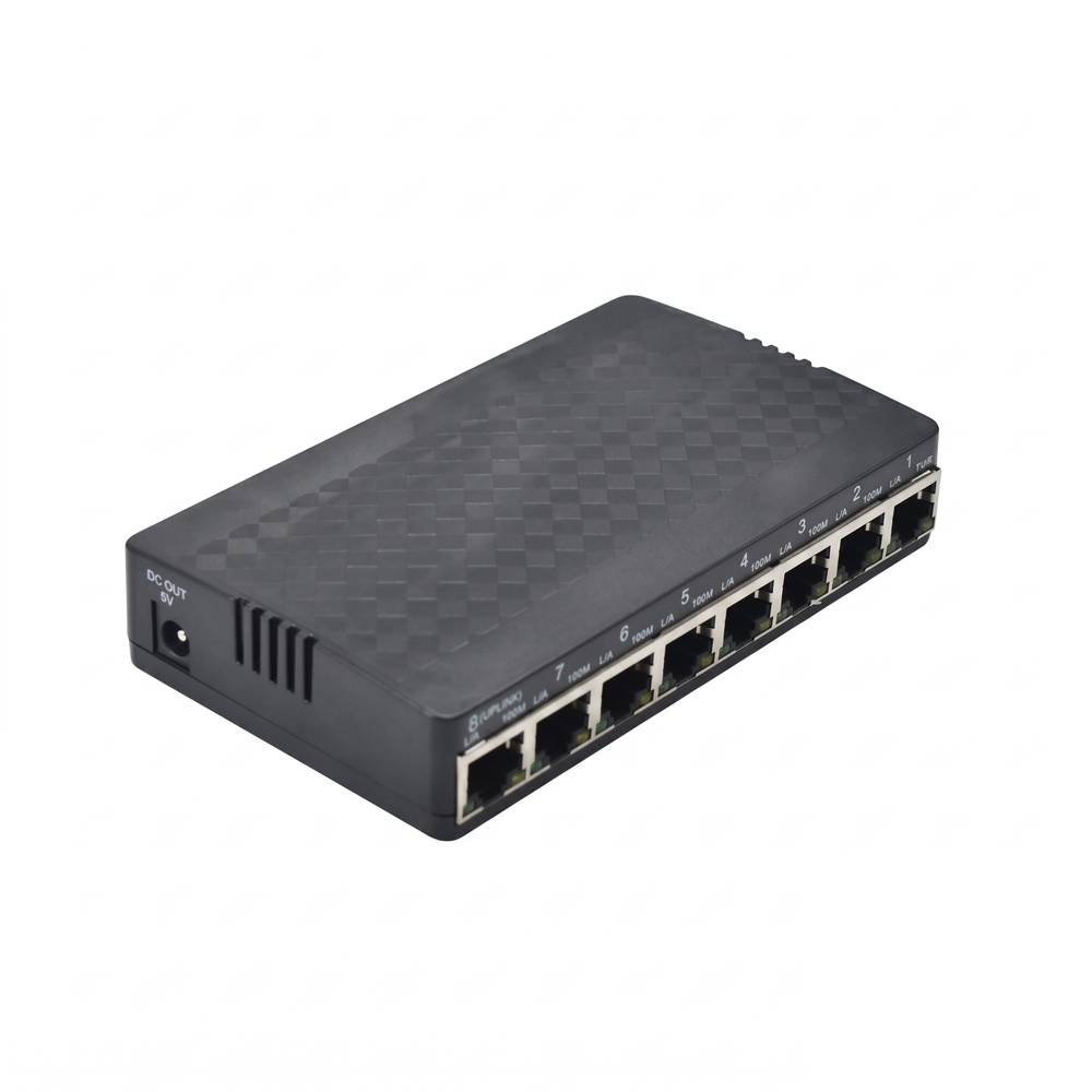 Product Gallery: Unmanaged PoE Powered Switch with PoE Passthrough, 8-Port Fast Ethernet, Reverse PoE, Desktop Metal for IP Camera & Network Extension 8