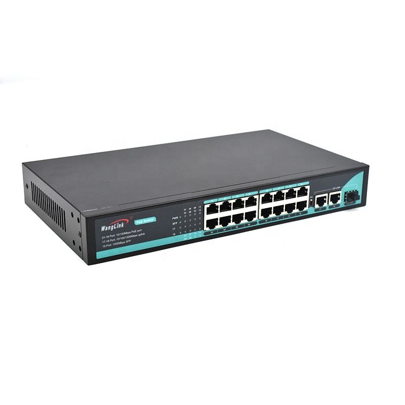 Product Gallery: Unmanaged PoE Switch 16 Port 10/100Mbps, 2 Gigabit Uplink + SFP, 250m Extend Mode, Metal Case for IP Camera & Surveillance 4