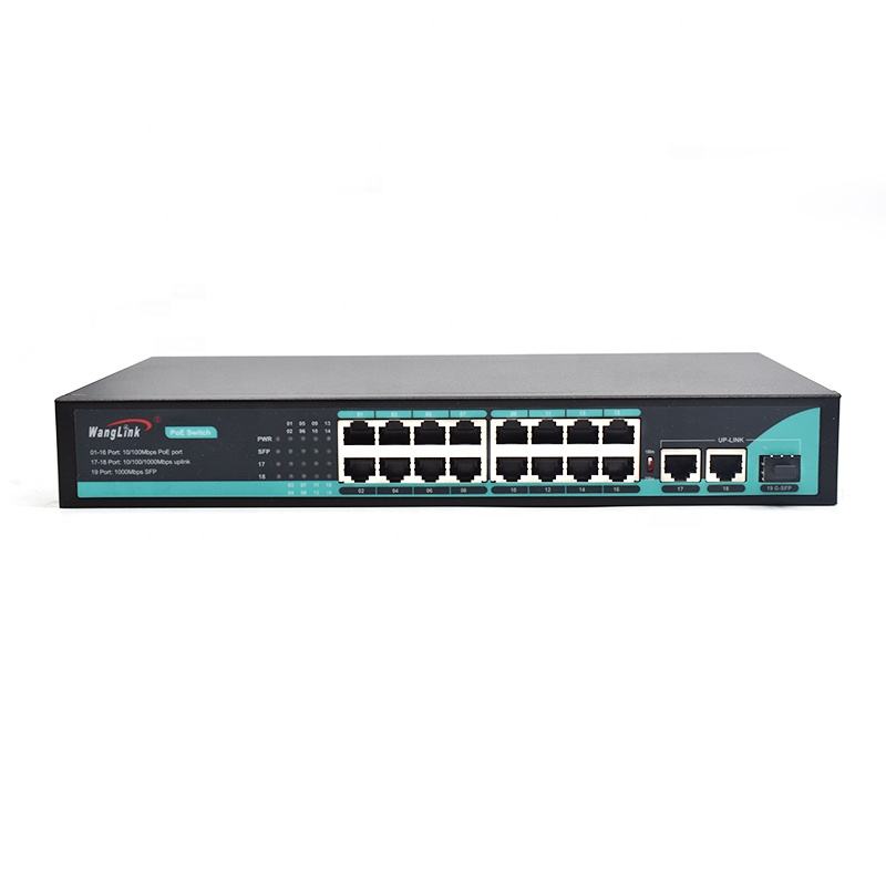 Product Gallery: Unmanaged PoE Switch 16 Port 10/100Mbps, 2 Gigabit Uplink + SFP, 250m Extend Mode, Metal Case for IP Camera & Surveillance 6