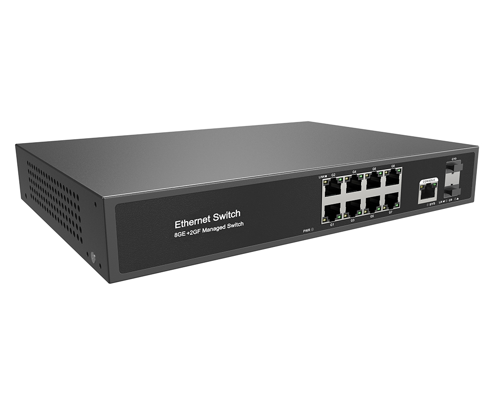 Product Gallery: Managed Gigabit 8 Port WEB Switch, 2 SFP Uplink, 128Gbps, L2+ Management, 1U Rack-Mount for Business Networks 2