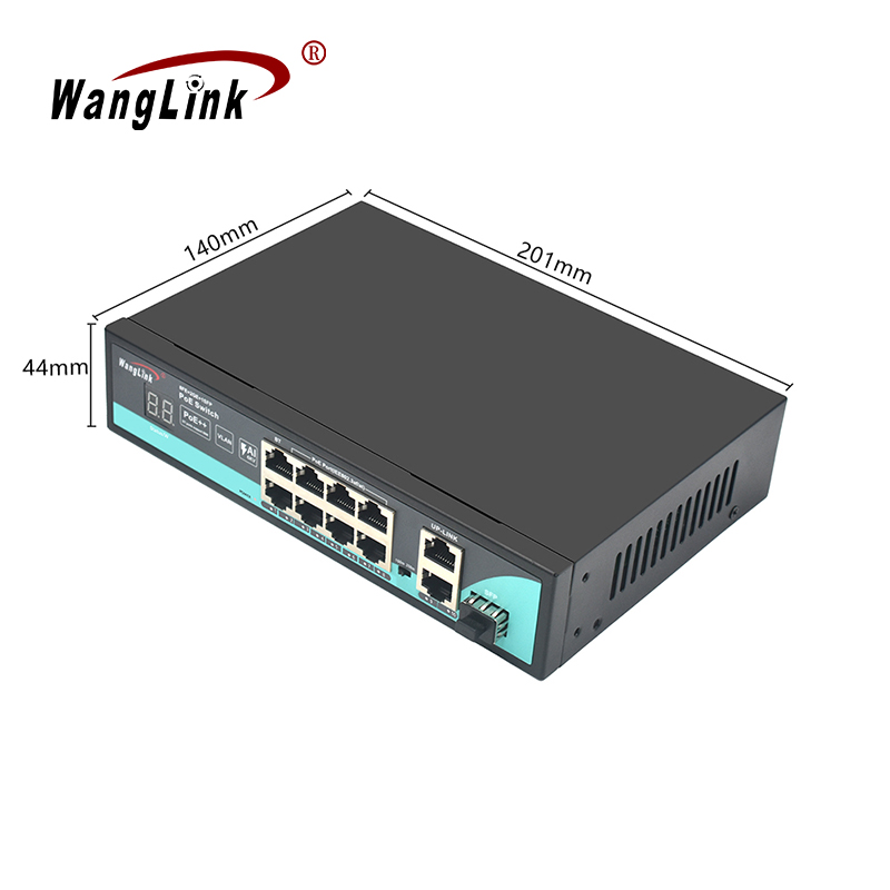 Product Gallery: Unmanaged 8 Port PoE Switch with Uplink, 2 Gigabit RJ45 + 1 SFP, 250m Long Distance, VLAN Isolation, Metal Desktop for IP Camera Surveillance 6