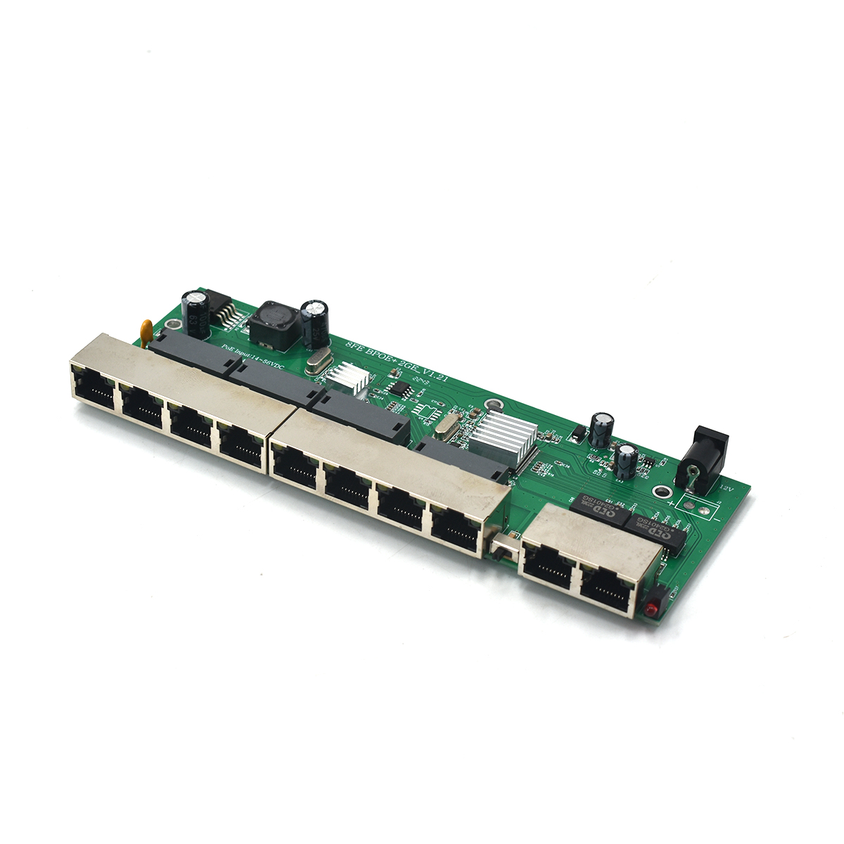 Product Gallery: Unmanaged 8-Port Gigabit Switch, PoE Powered, 2 Gigabit Uplink, Reverse PoE, Desktop, Plug and Play 12