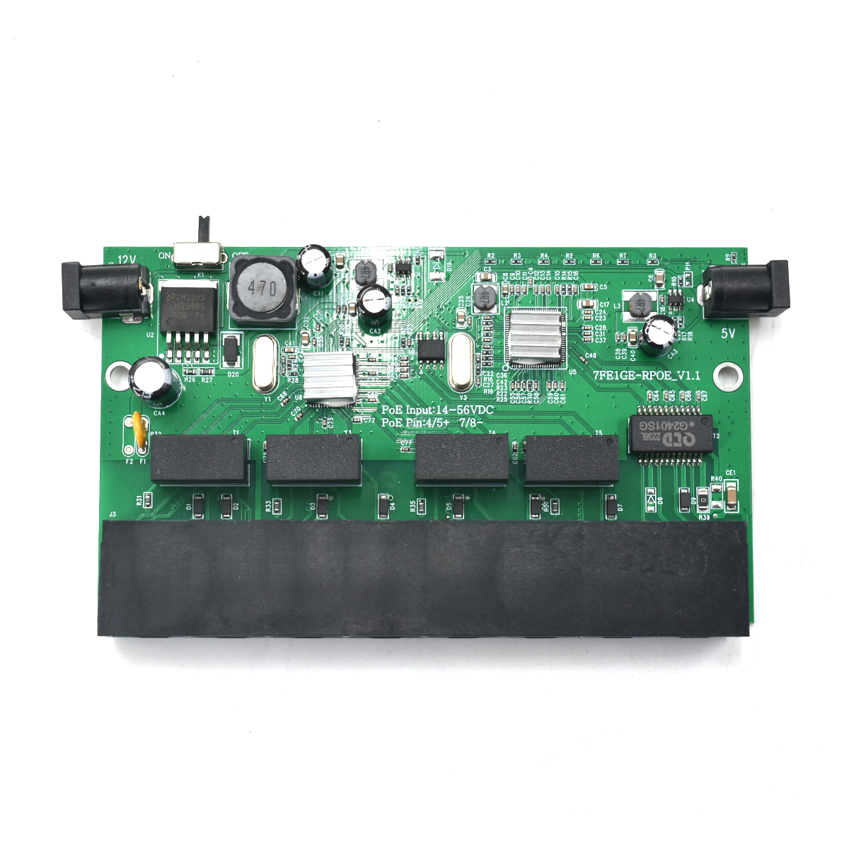 Product Gallery: Unmanaged 24V PoE Powered Switch, 7-Port Fast Ethernet + 1 Gigabit Uplink, Reverse PoE, Desktop/Wall-Mount for IP Cameras and Remote Sites 12