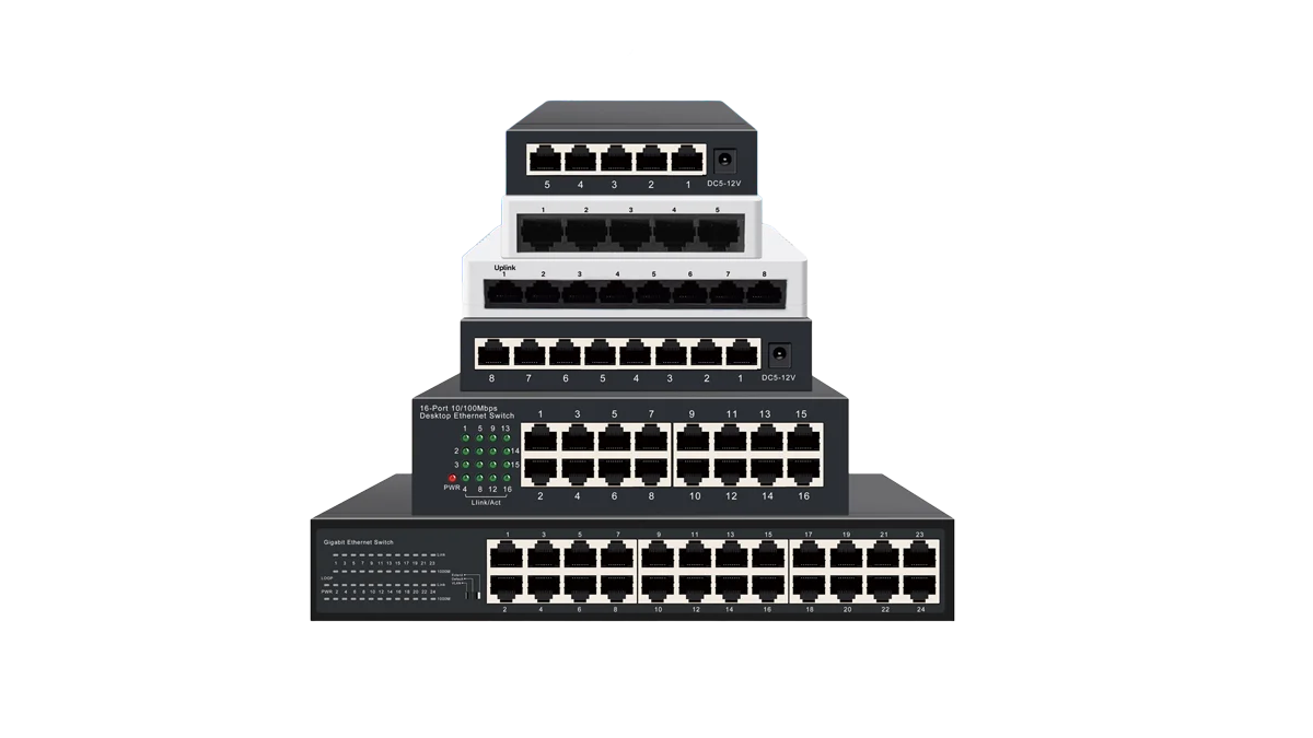 Ethernet Switches
(Plug and Play/Easy managed/Managed L2 Ethernet switch)