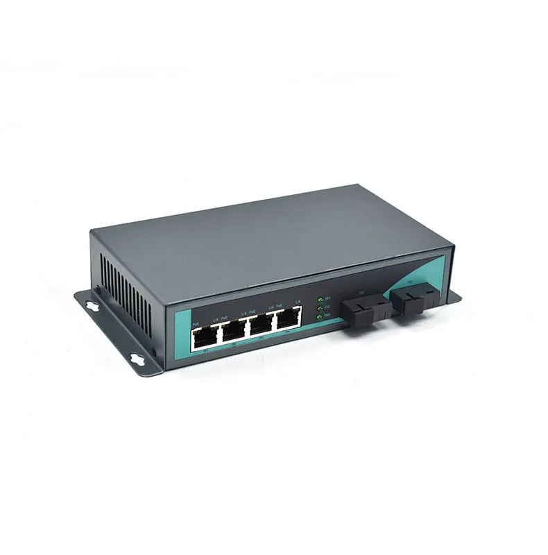 Product Gallery: Unmanaged 4 Ports Wallmount Type PoE Media Converter, Gigabit, 2 SC Fiber Uplinks, IEEE 802.3af/at 3