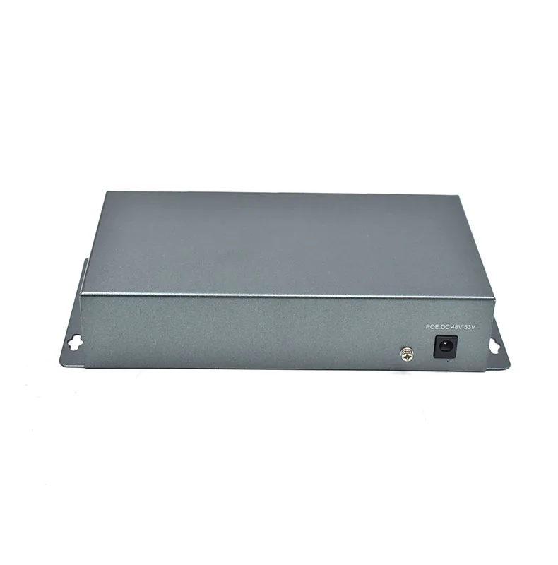 Product Gallery: Unmanaged 4 Ports Wallmount Type PoE Media Converter, Gigabit, 2 SC Fiber Uplinks, IEEE 802.3af/at 4