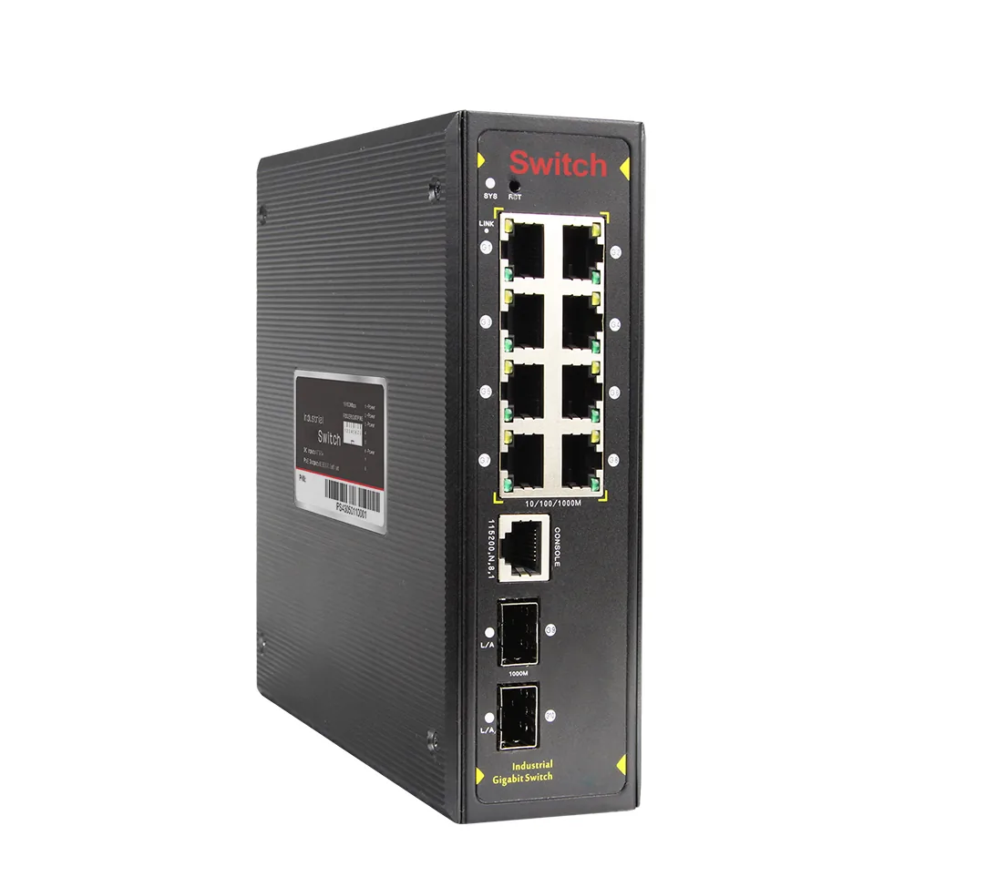 Product Gallery: Managed Gigabit Industrial Ethernet Switch, 8 RJ45 Ports, 2 SFP Fiber Uplinks, L2+ DIN-Rail 4