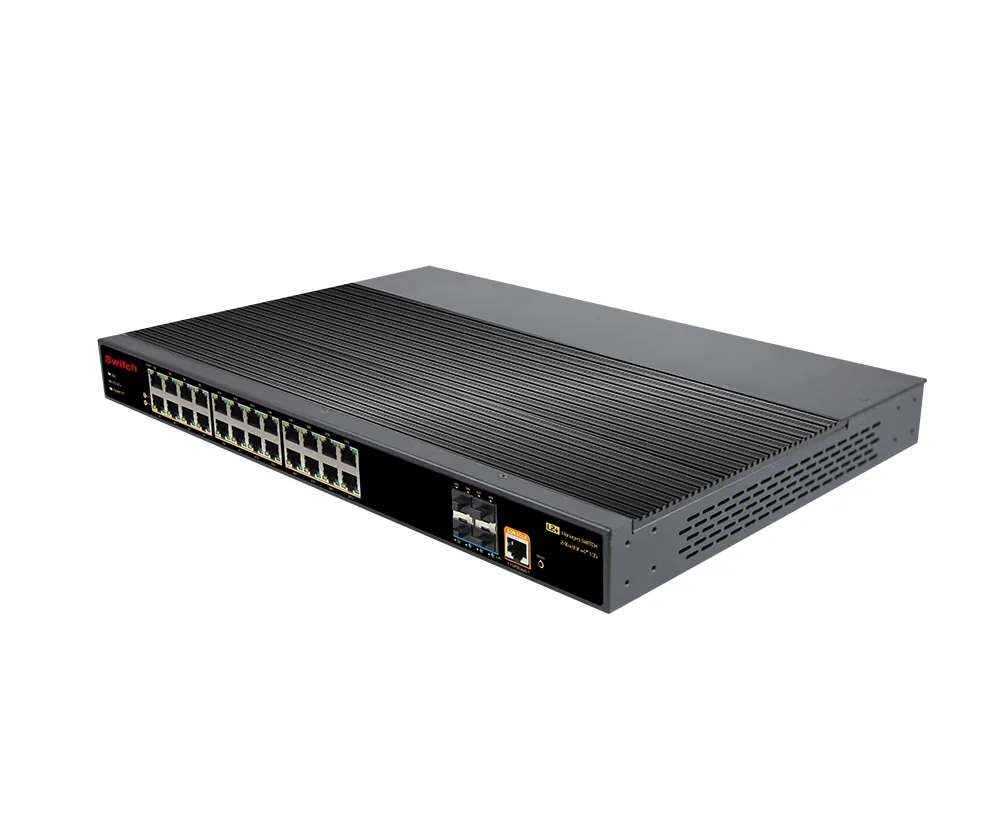 Product Gallery: Managed 28-port L3 managed industrial ethernet switch with 4 SFP+ 10G uplink rack mount, 24-Port Gigabit RJ45 3