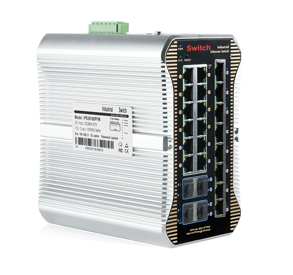 Product Gallery: Managed 24-Port L3 Managed Industrial Ethernet Fiber Switch with 4 SFP+ 10G Uplink, DIN Rail 4