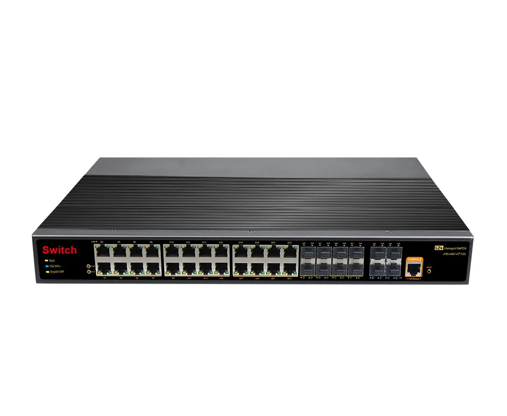 Product Gallery: Managed 36-Port L3 Industrial Ethernet Switch with 24 Gigabit RJ45, 8 SFP, 4 SFP+ 10G Uplink, Rack-Mount 2