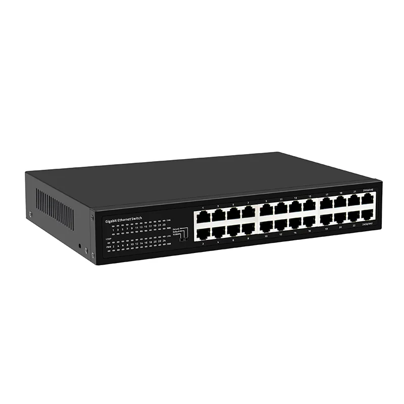 Product Gallery: Unmanaged 24 Port Desktop Home Gigabit Ethernet Switch, Fanless 3-Mode VLAN QoS 2