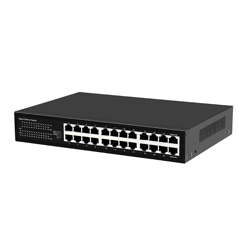 Product Gallery: Unmanaged 24 Port Desktop Home Gigabit Ethernet Switch, Fanless 3-Mode VLAN QoS 3