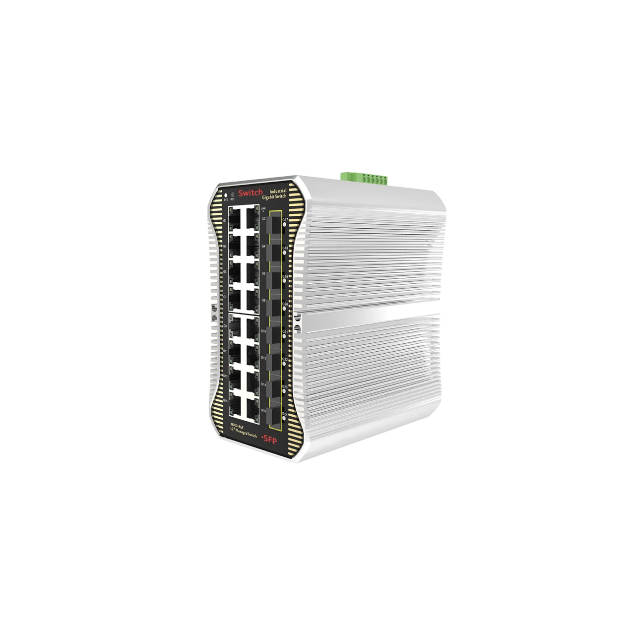 Managed 16-Port Full Gigabit Managed Industrial Ethernet Switch DIN Rail with 8 SFP Uplinks