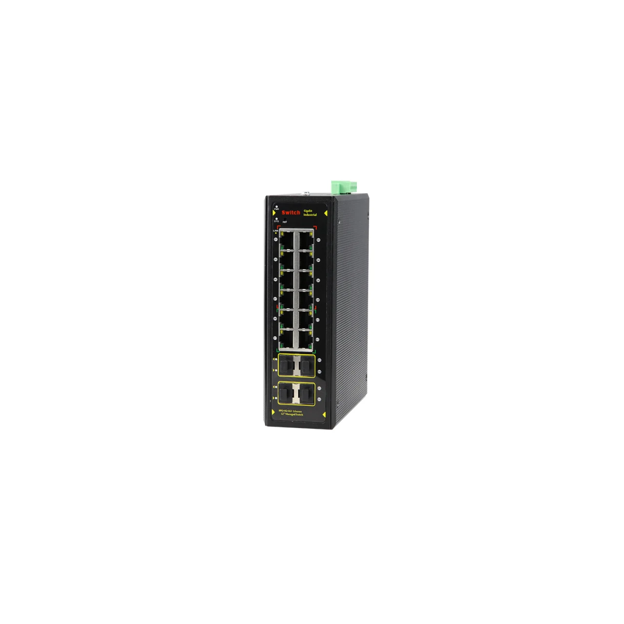 Managed 16-Port Gigabit Industrial Fiber Switch, 8 RJ45 + 8 SFP, L2+ Routing, ERPS Ring, DIN-Rail