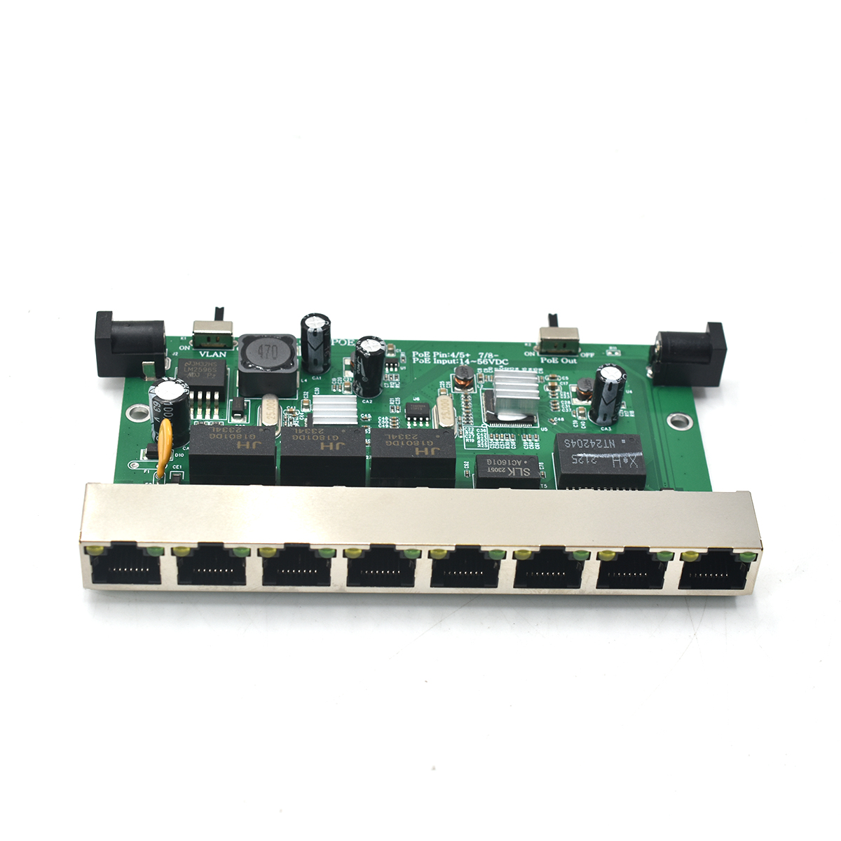 Product gallery: Unmanaged Reverse PoE Switch 7 Port Fast Ethernet 1 Gigabit Uplink VLAN Isolation 2 DC Outputs