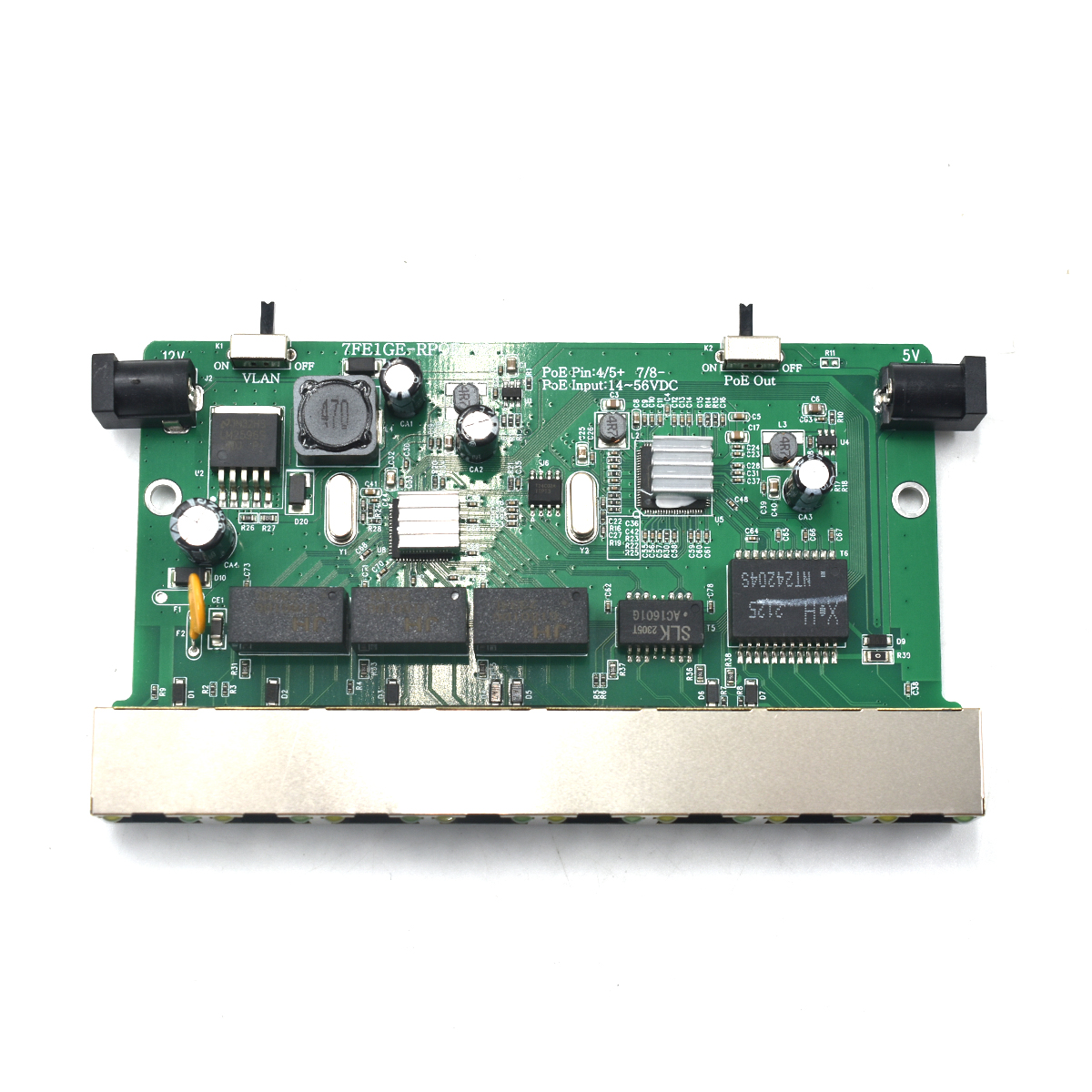 Product gallery: Unmanaged Reverse PoE Switch 7 Port Fast Ethernet 1 Gigabit Uplink VLAN Isolation 2 DC Outputs