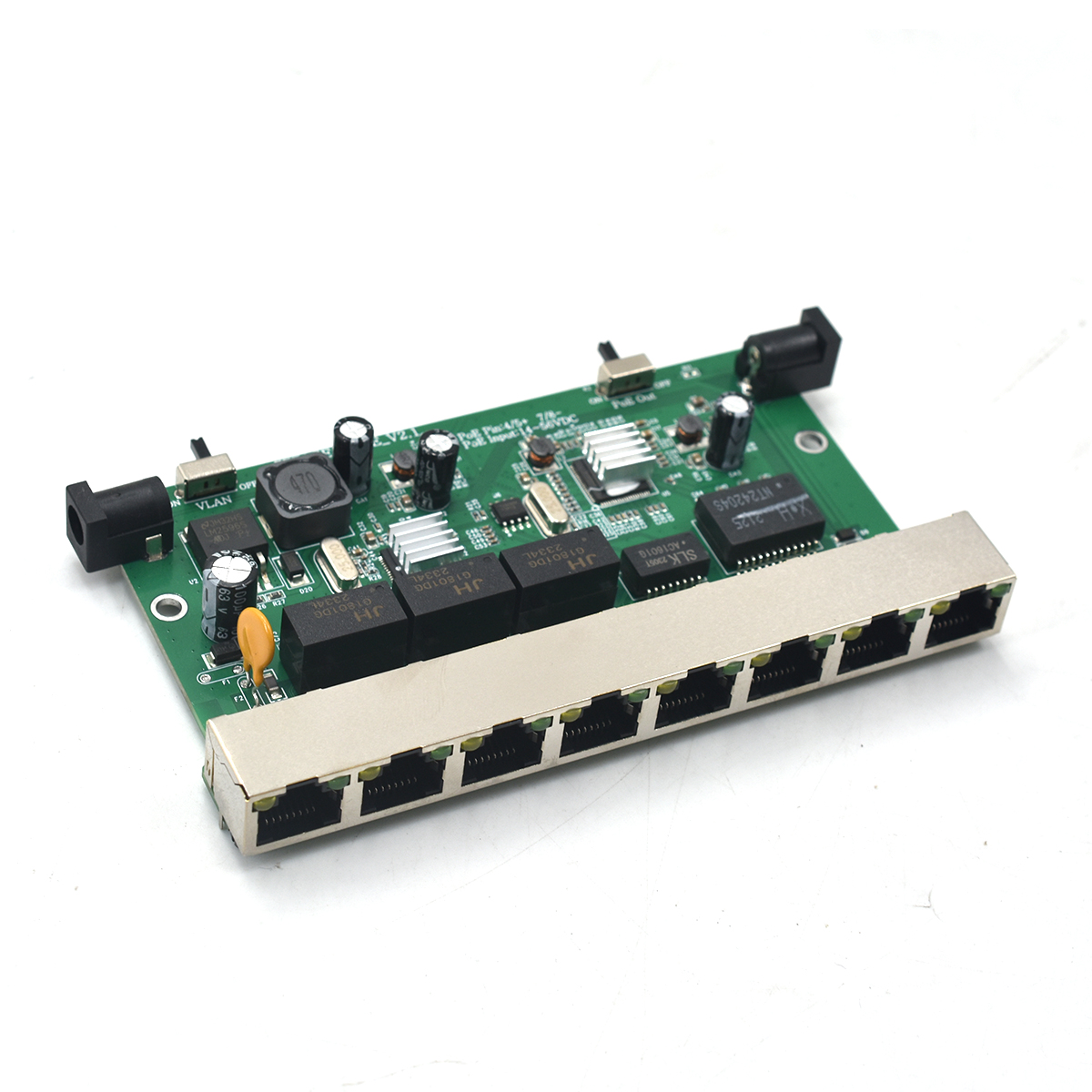 Product gallery: Unmanaged Reverse PoE Switch 7 Port Fast Ethernet 1 Gigabit Uplink VLAN Isolation 2 DC Outputs